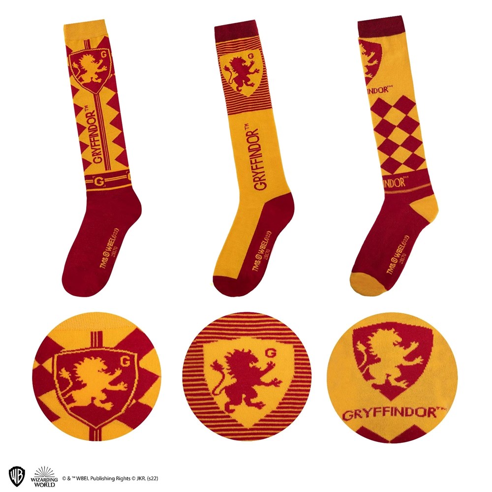 Cinereplica: Socks Set of 3 - Knee High Gryffindor