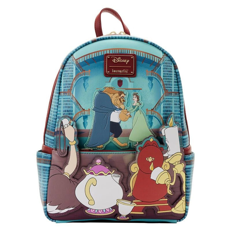 Loungefly! Leather: Disney Beauty and the Beast Library Scene Mini Backpack