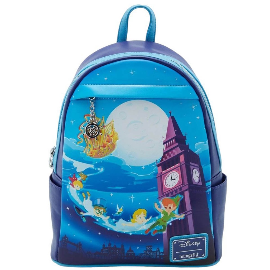 Loungefly! Leather: Disney Peter Pan Ship Glow in the Dark Mini Backpack