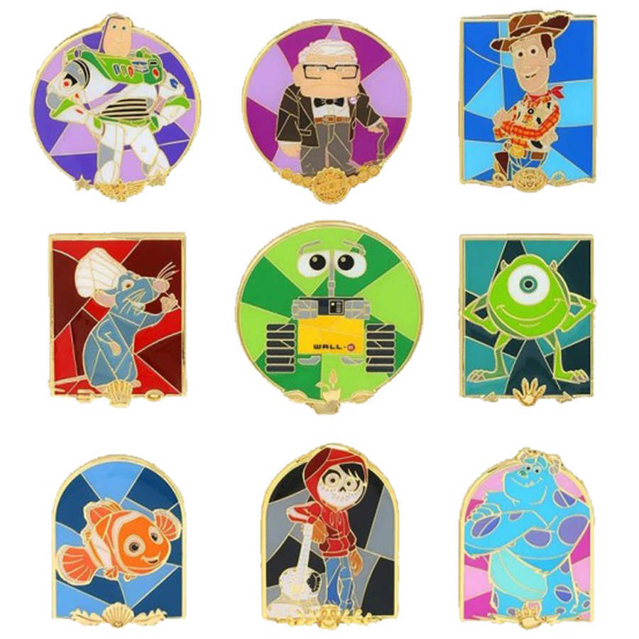 Loungefly! Blind Box Pin: Disney Pixar Character Stain Glass Blind Box Pins
